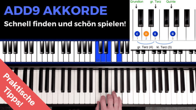 Alle add9 Chords schnell finden und spielen z.B. Cadd9 Fadd9 Gadd9