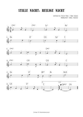 Stille Nacht Chords - Leadsheet mit Akkorden und Melodie von Stille Nacht, Heilige Nacht - Barpiano Version